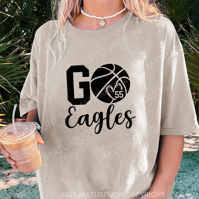 Maturelion Women's T-shirt Personalized Basketball Mom DTG Washed T-shirt