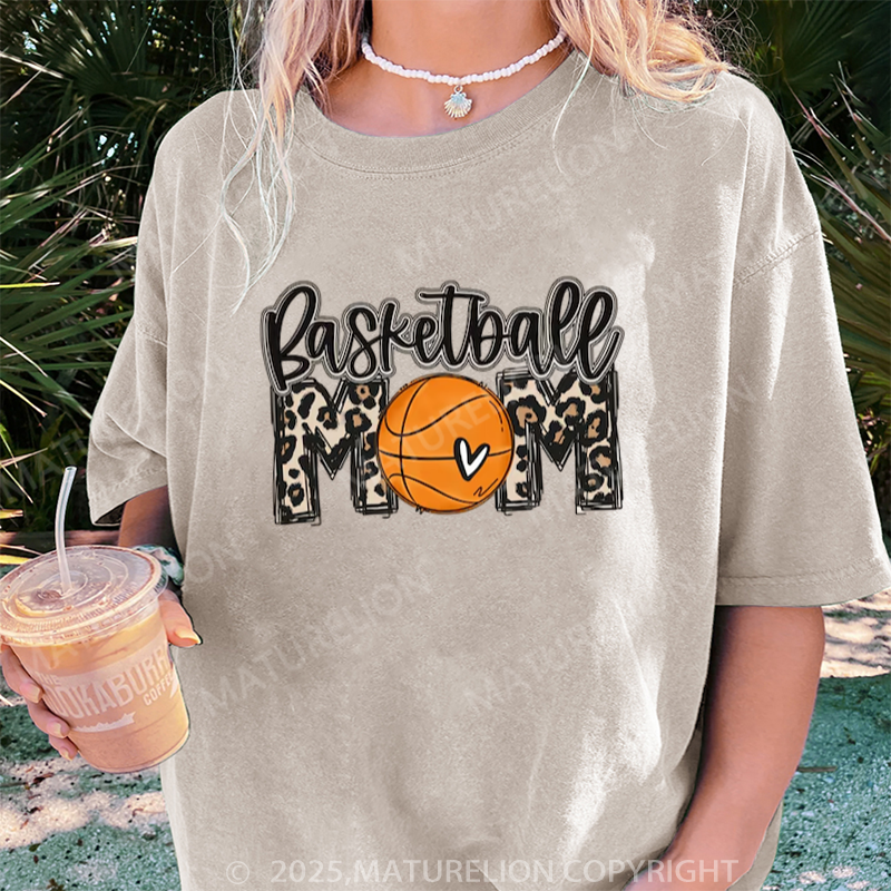 Maturelion Women's T-shirt Basketball Mom DTG Washed T-shirt