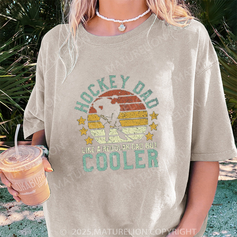 Maturelion Women's T-shirt Ice Hockey Dad DTG Washed T-shirt