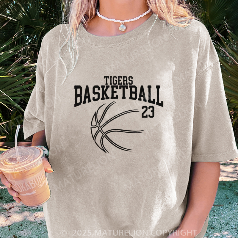Maturelion Women's T-shirt Game Day Basketball DTG Washed T-shirt