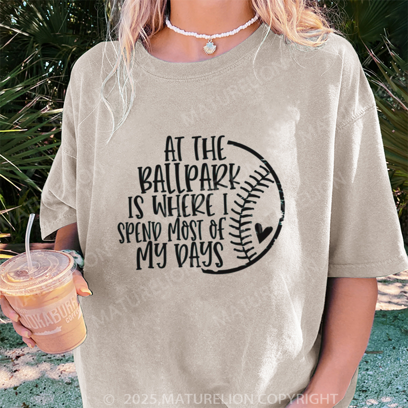 Maturelion Women's T-shirt Baseball Mothers Day Gifts for Baseball Mom DTG Washed T-shirt