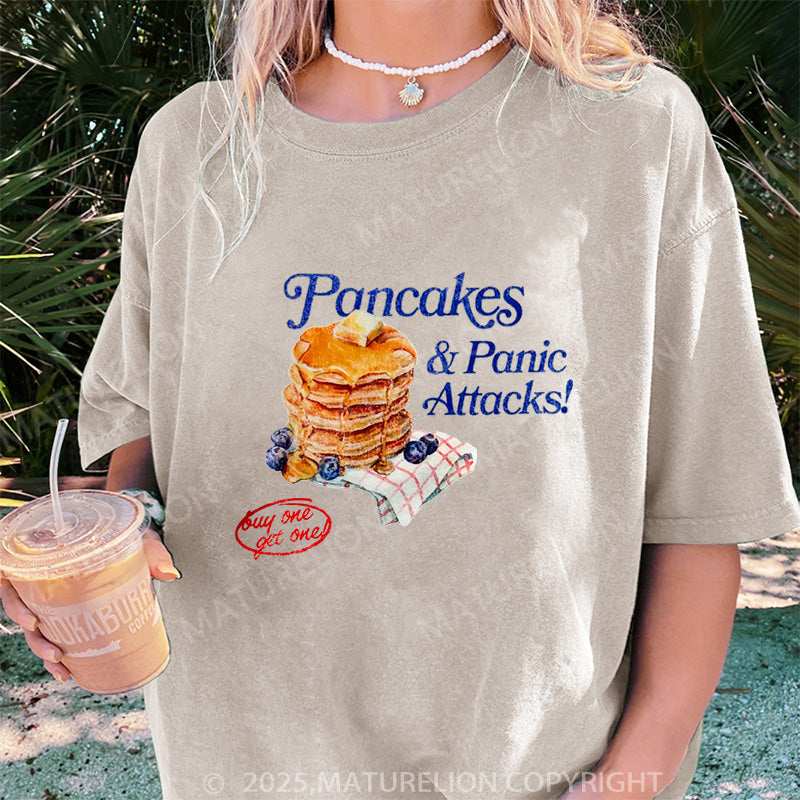 Maturelion Women's T-shirt Pancakes & Panic Attacks! DTG Washed T-shirt