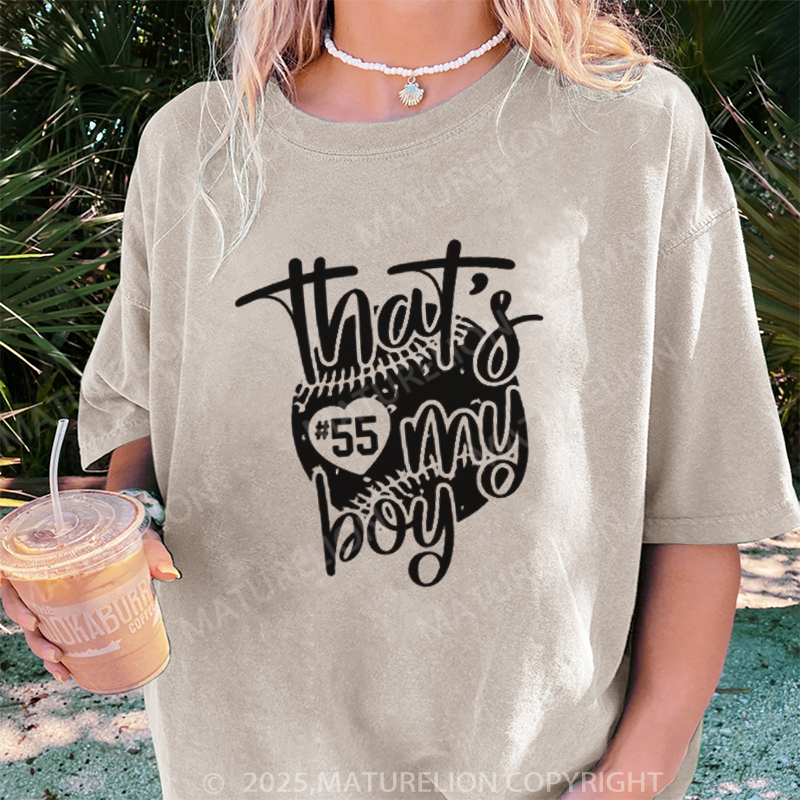 Maturelion Women's T-shirt That's My Boy Custom Sport DTG Washed T-shirt