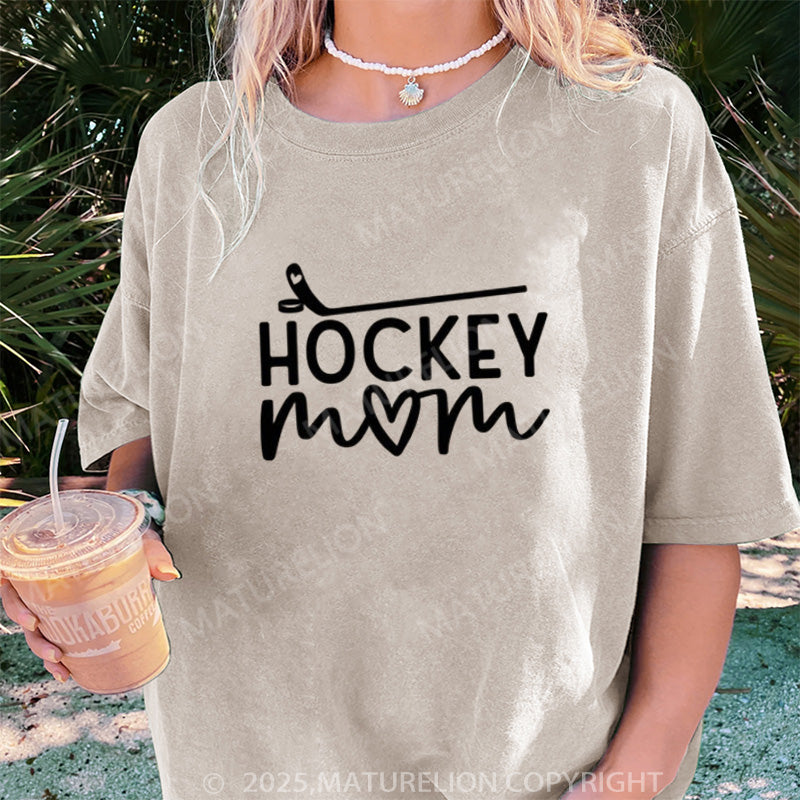 Maturelion Women's T-shirt Hockey Mom DTG Washed T-shirt