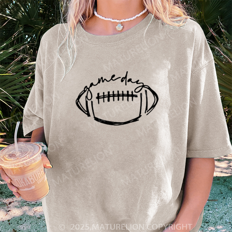 Maturelion Women's T-shirt Game Day Football DTG Washed T-shirt