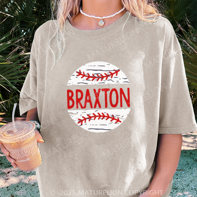 Maturelion Women's T-shirt Baseball DTG Washed T-shirt