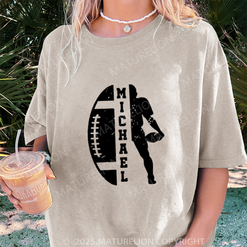 Maturelion Women's T-shirt Custom Football DTG Washed T-shirt