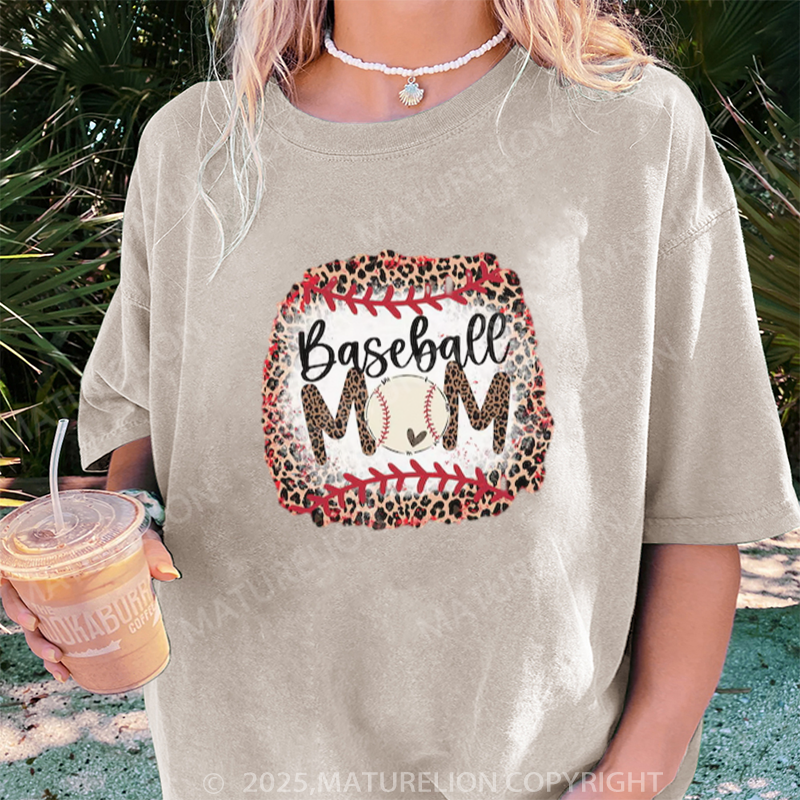 Maturelion Women's T-shirt Baseball Mama DTG Washed T-shirt