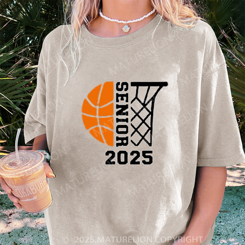 Maturelion Women's T-shirt Senior Basketball DTG Washed T-shirt