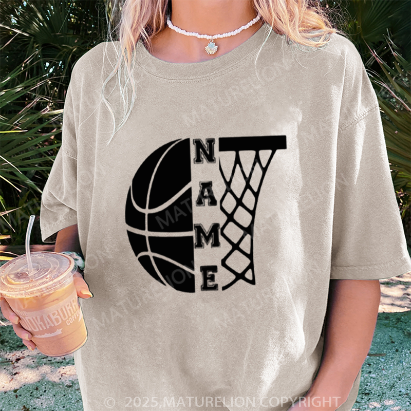 Maturelion Women's T-shirt Customized Basketball DTG Washed T-shirt