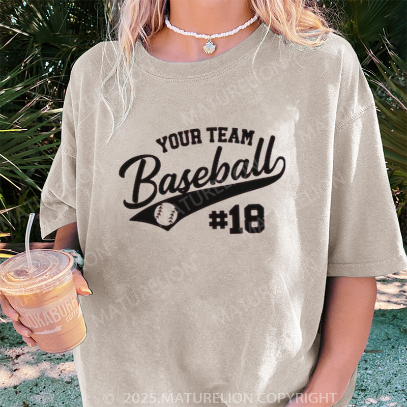 Maturelion Women's T-shirt Baseball Team DTG Washed T-shirt