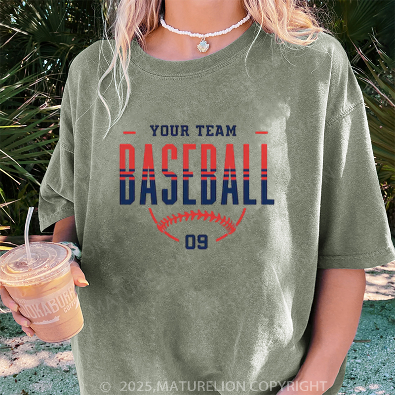 Maturelion Women's T-shirt Personalized Baseball DTG Washed T-shirt