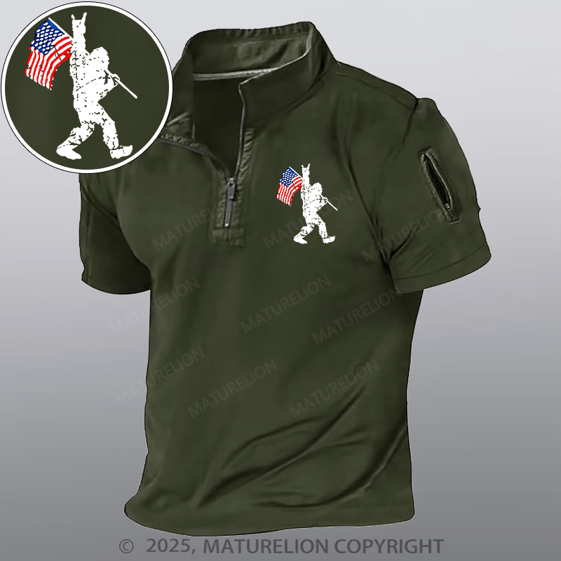 Maturelion Men's Henley Shirt Bigfoot Graphic Henley Shirt