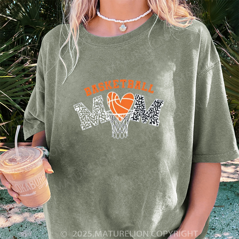 Maturelion Women's T-shirt Basketball Mom DTG Washed T-shirt