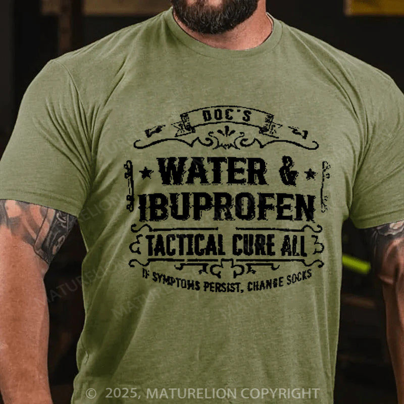 Maturelion Men's T-shirt Doc's Water & Ibuprofen Cure-All Cotton T-shirt