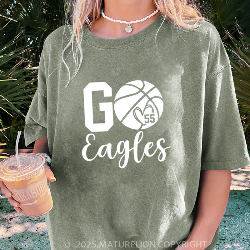 Maturelion Women's T-shirt Personalized Basketball Mom DTG Washed T-shirt