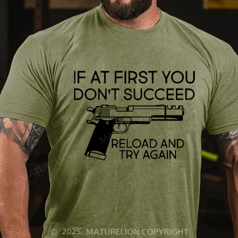 Maturelion Men's T-shirt Reload and Try Again Cotton T-shirt