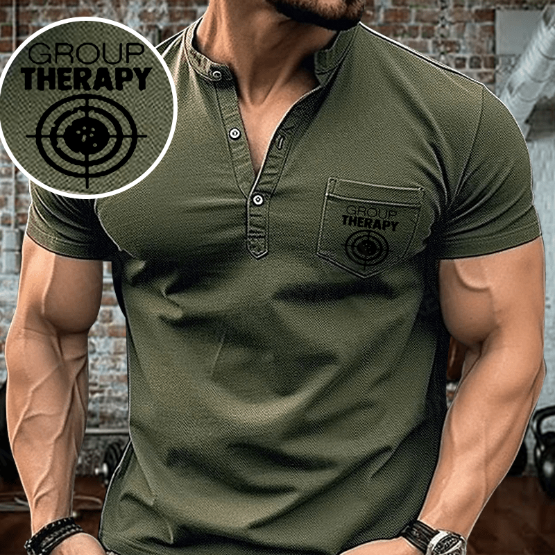 Maturelion Men's Henley Shirt Group Therapy Target Practice Shooting Henley Shirt