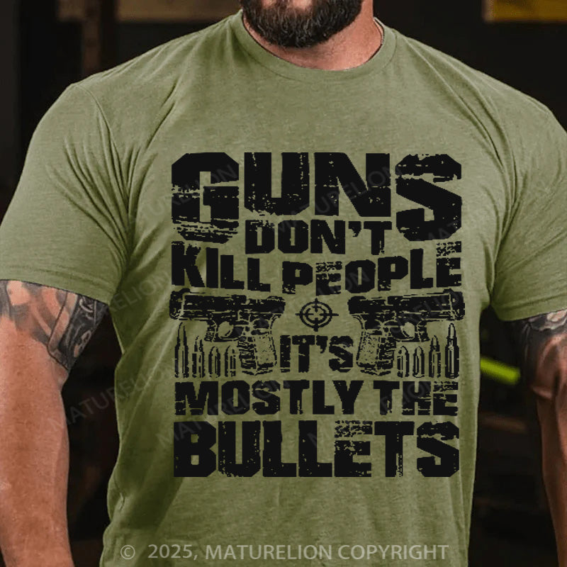 Maturelion Men's T-shirt Guns don't Kill people Cotton T-shirt