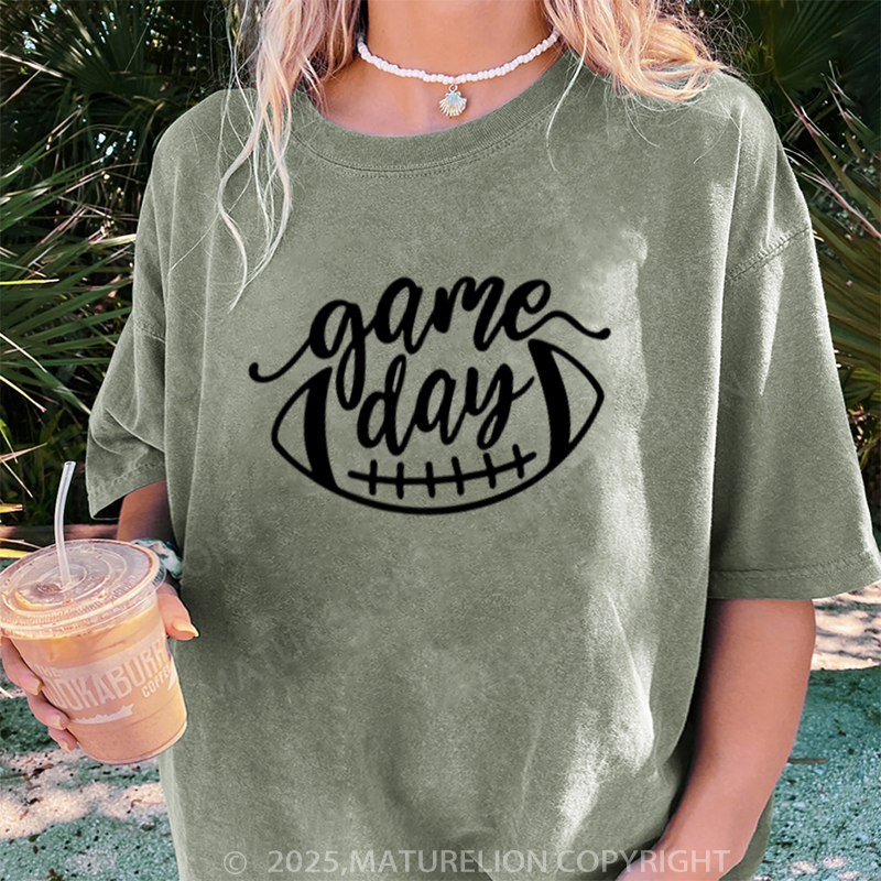 Maturelion Women's T-shirt Game Day Football DTG Washed T-shirt