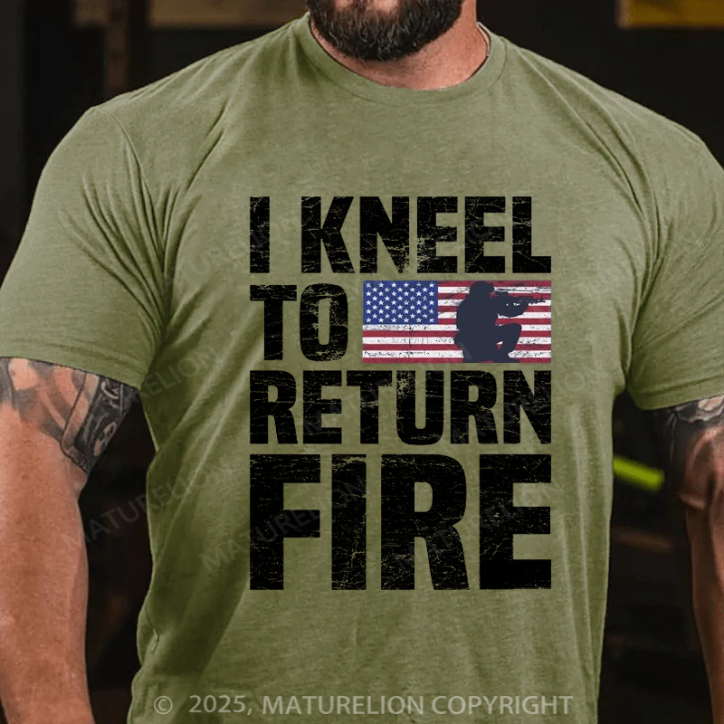 Maturelion Men's T-shirt Return Fire Flag Cotton T-shirt