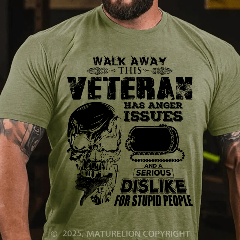 Maturelion Men's T-Shirt Veteran Skull Cotton T-Shirt