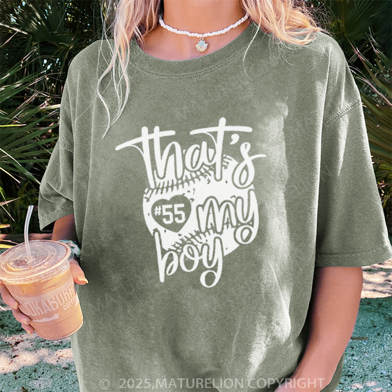 Maturelion Women's T-shirt That's My Boy Custom Sport DTG Washed T-shirt