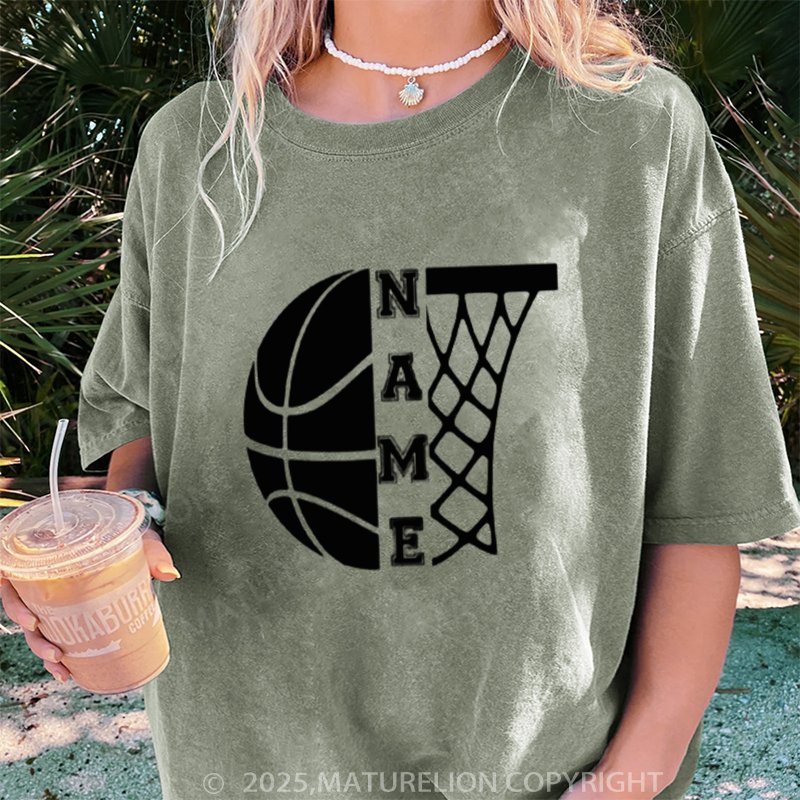Maturelion Women's T-shirt Customized Basketball DTG Washed T-shirt