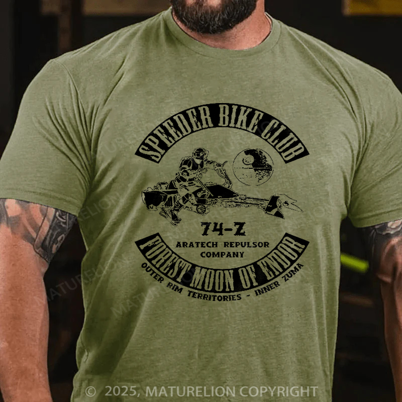 Maturelion Men's T-Shirt Speeder Bike Club Cotton T-Shirt