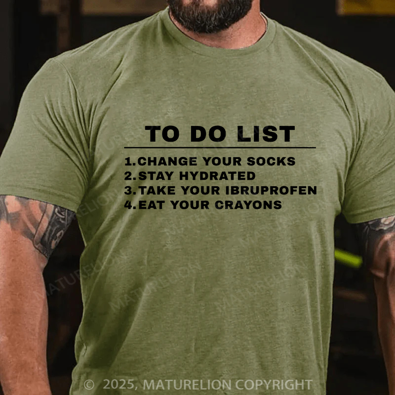 Maturelion Men's T-shirt To Do List Cotton T-shirt