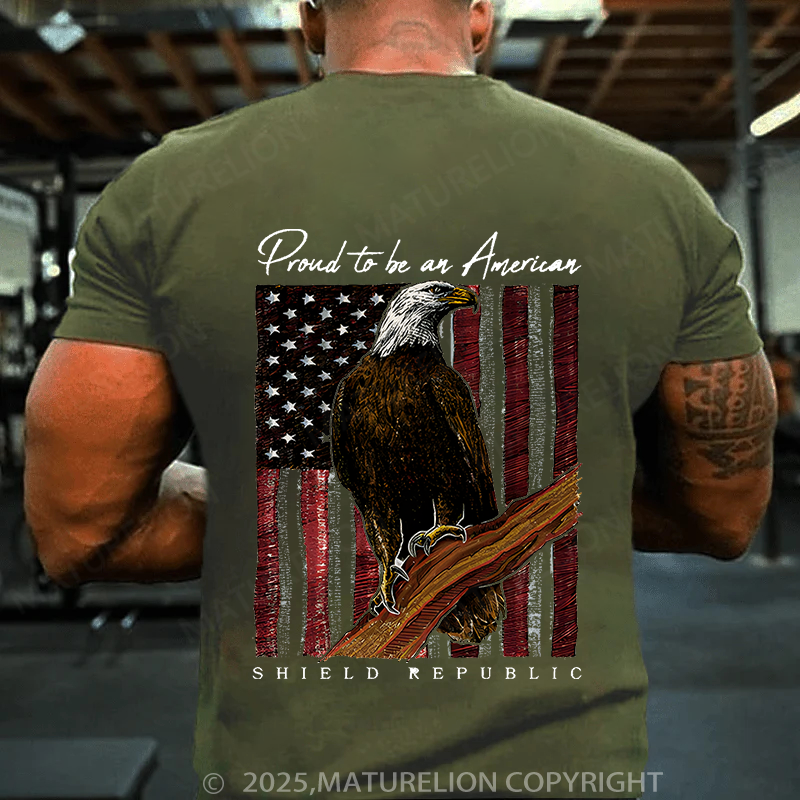 Maturelion Men's T-Shirt Proud to be an American Bald Eagle Cotton T-Shirt