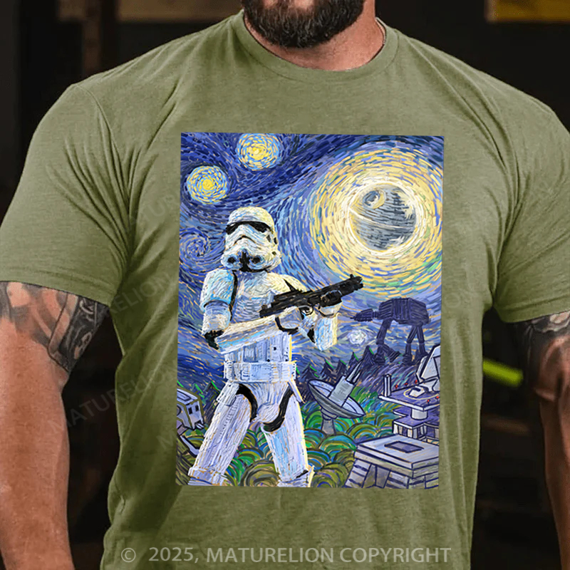 Maturelion Men's T-Shirt Star Wars Stormtrooper Starry Night Cotton T-Shirt