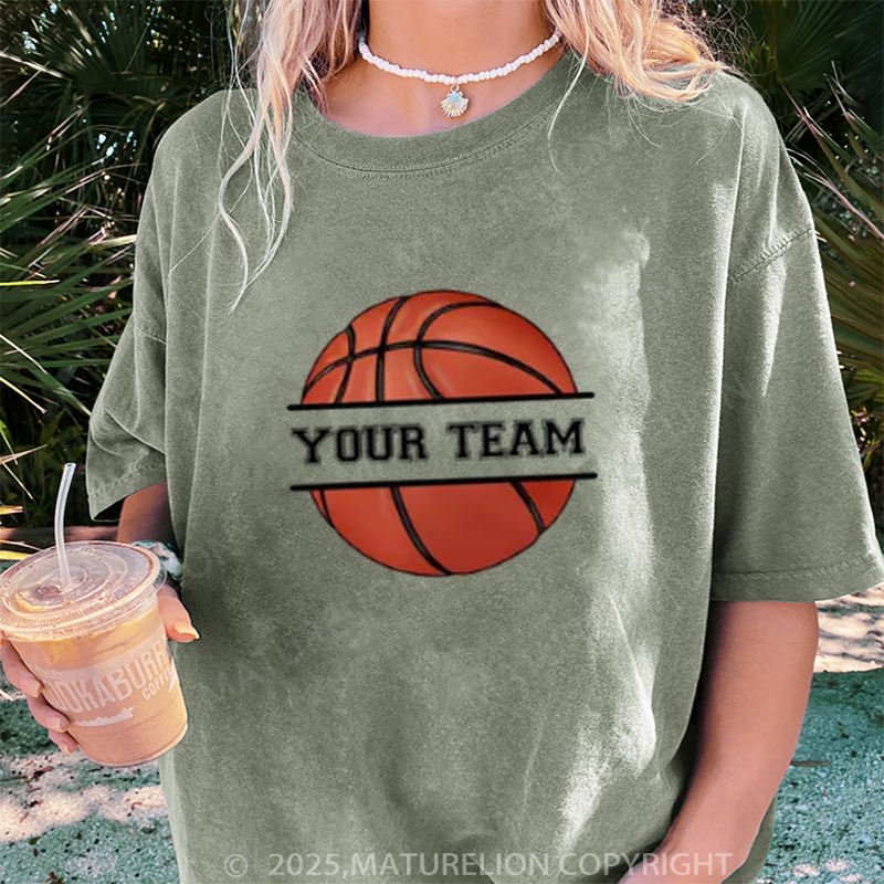 Maturelion Women's T-shirt Personalized Basketball DTG Washed T-shirt