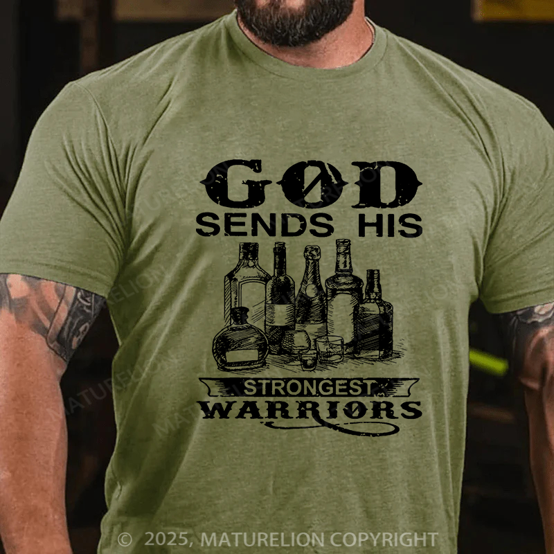 Maturelion Men's T-Shirt God Saves His Hardest Battles Cotton T-shirt