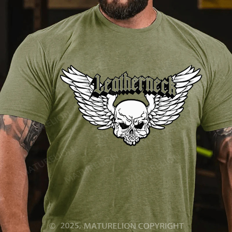 Maturelion Men's T-shirt Leatherneck Skull Cotton T-shirt