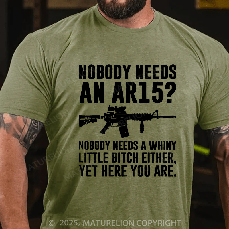 Maturelion Men's T-shirt Nobody Needs An AR15 Cotton T-shirt
