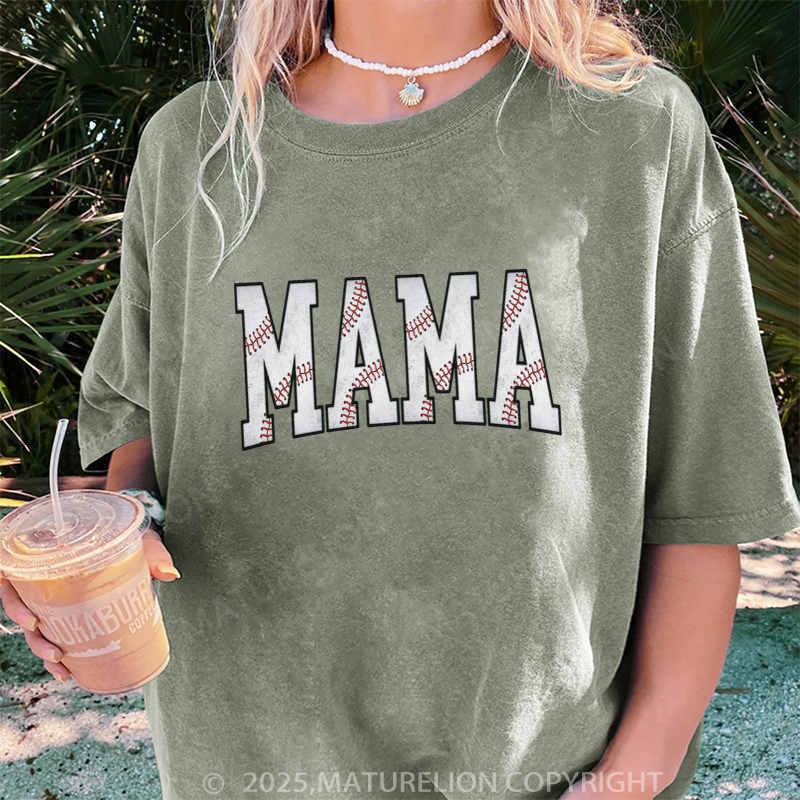 Maturelion Women's T-shirt Gift For Baseball Lover Mom DTG Washed T-shirt