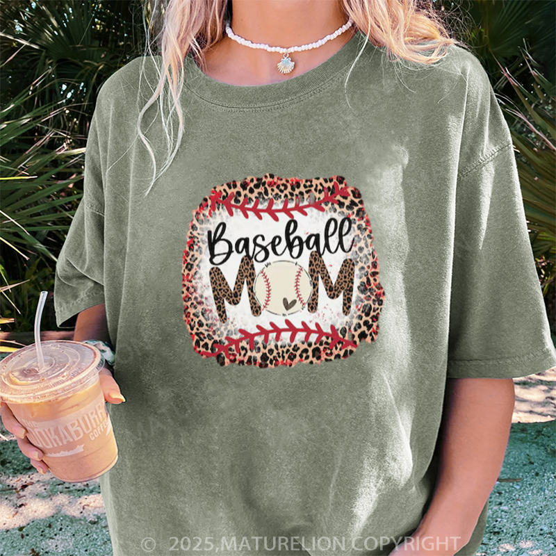 Maturelion Women's T-shirt Baseball Mama DTG Washed T-shirt
