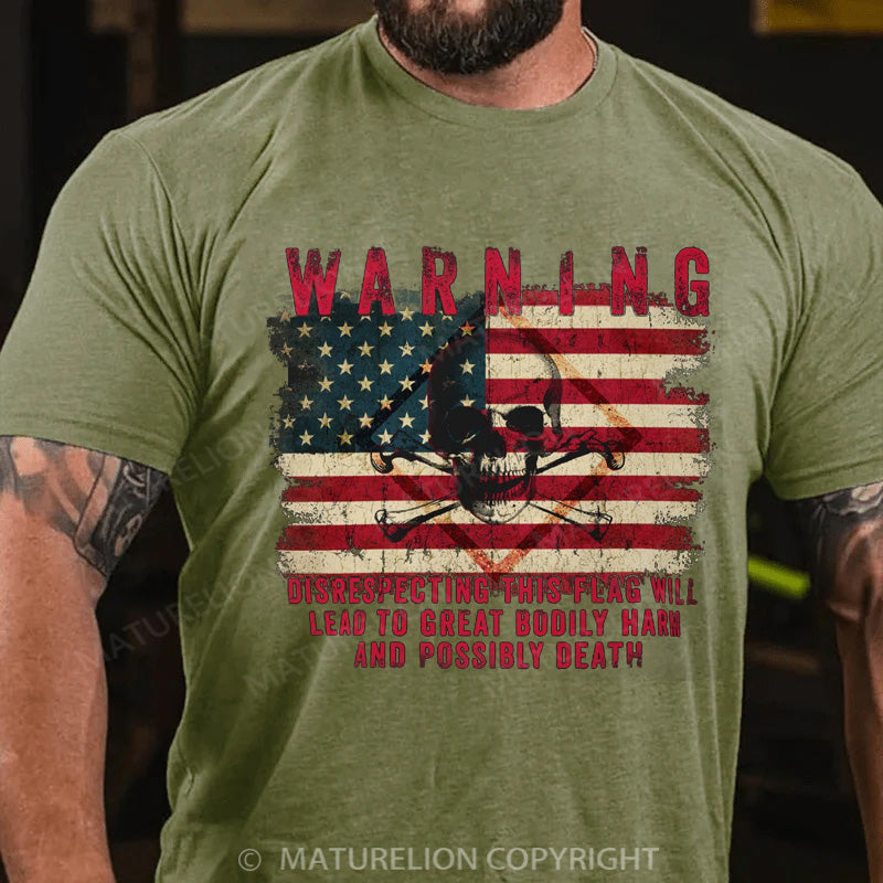 Maturelion Men's T-shirt Warning Made To Order Patriotic Cotton T-shirt
