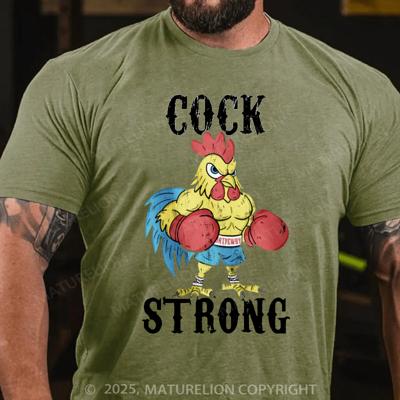 Maturelion Men's T-Shirt Boxing Chicken Cck Strong Cotton T-Shirt