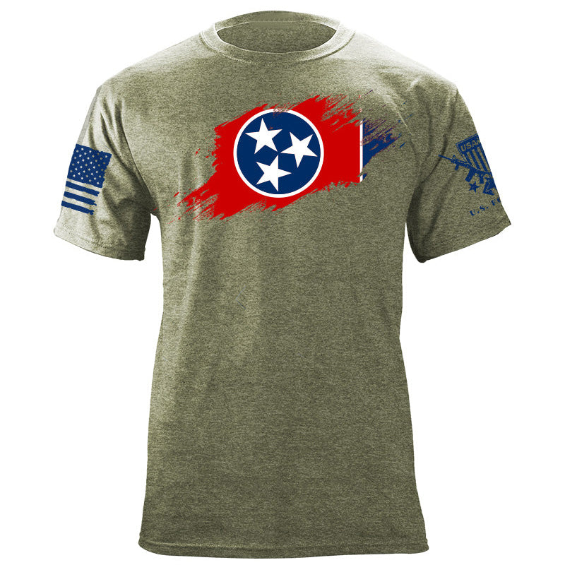 Maturelion Men's T-shirt Tennessee Flag Paint Swatch Cotton T-shirt