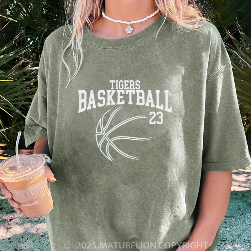 Maturelion Women's T-shirt Game Day Basketball DTG Washed T-shirt