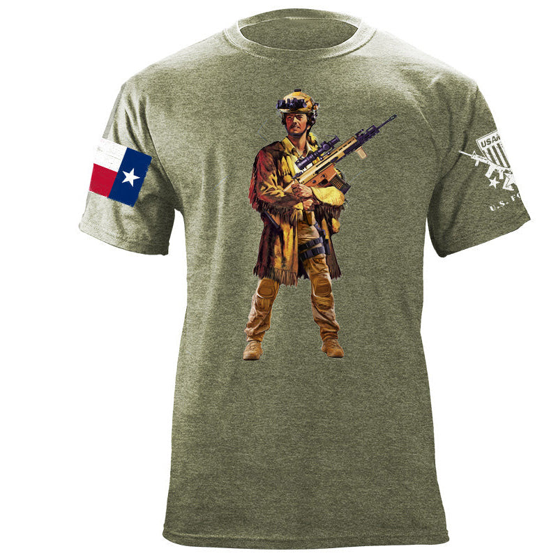 Maturelion Men's T-shirt Tactical Davy Crockett Cotton T-shirt