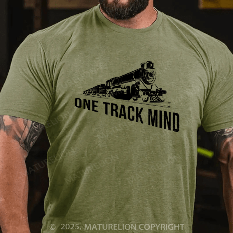 Maturelion Men's T-shirt One Track Mind Cotton T-shirt