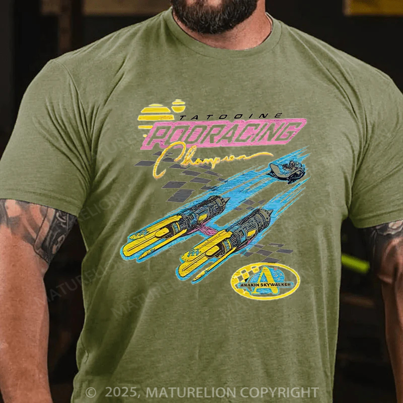 Maturelion Men's T-Shirt Retro Tatooine Podracing Champion Cotton T-Shirt