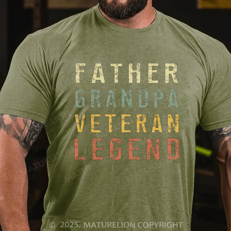Maturelion Men's T-shirt Father Grandpa Veteran Legend Father's Day T-shirt
