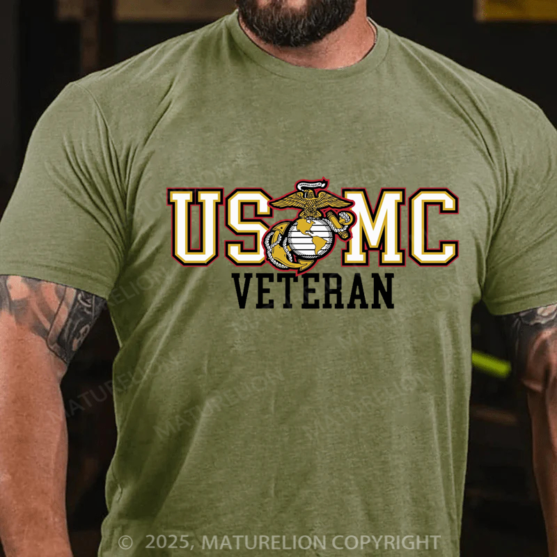 Maturelion Men's T-shirt Bold USMC Veteran Cotton T-shirt