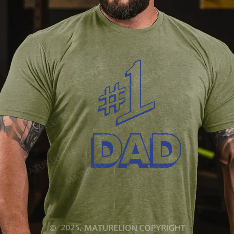 Maturelion Men's T-shirt Number 1 Dad Father's Day T-shirt