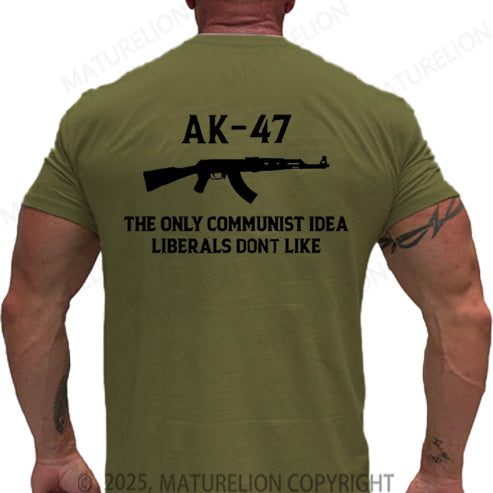 Maturelion Men's T-shirt AK-47 The Only Communist Idea Liberals Don't Like Cotton T-shirt
