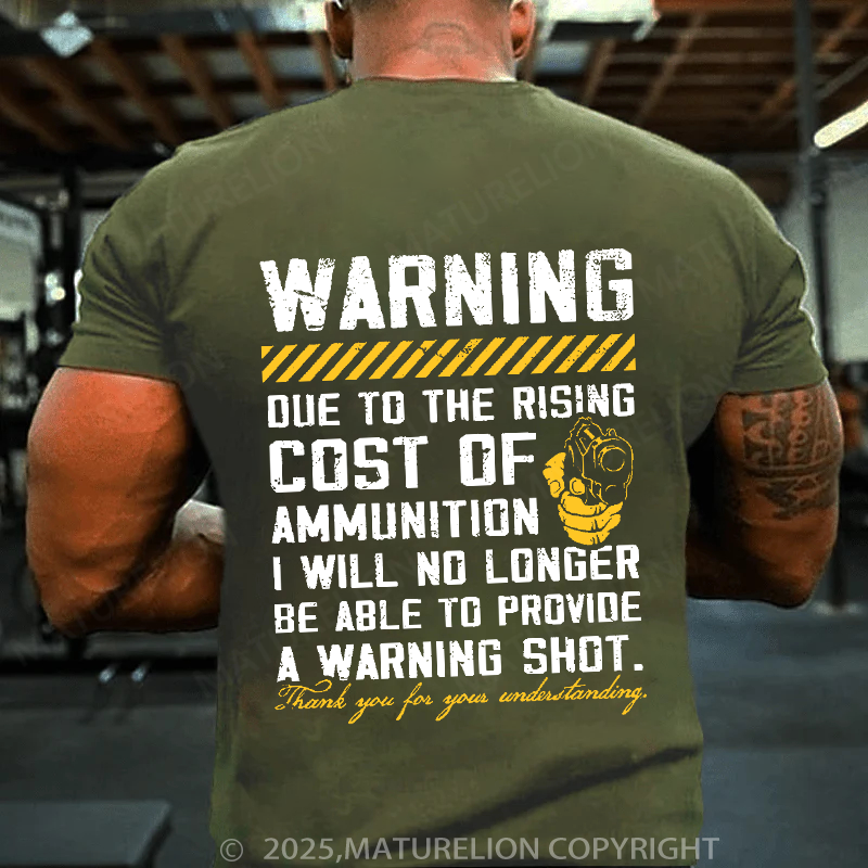 Maturelion Men's T-Shirt Warning Shot Cotton T-Shirt